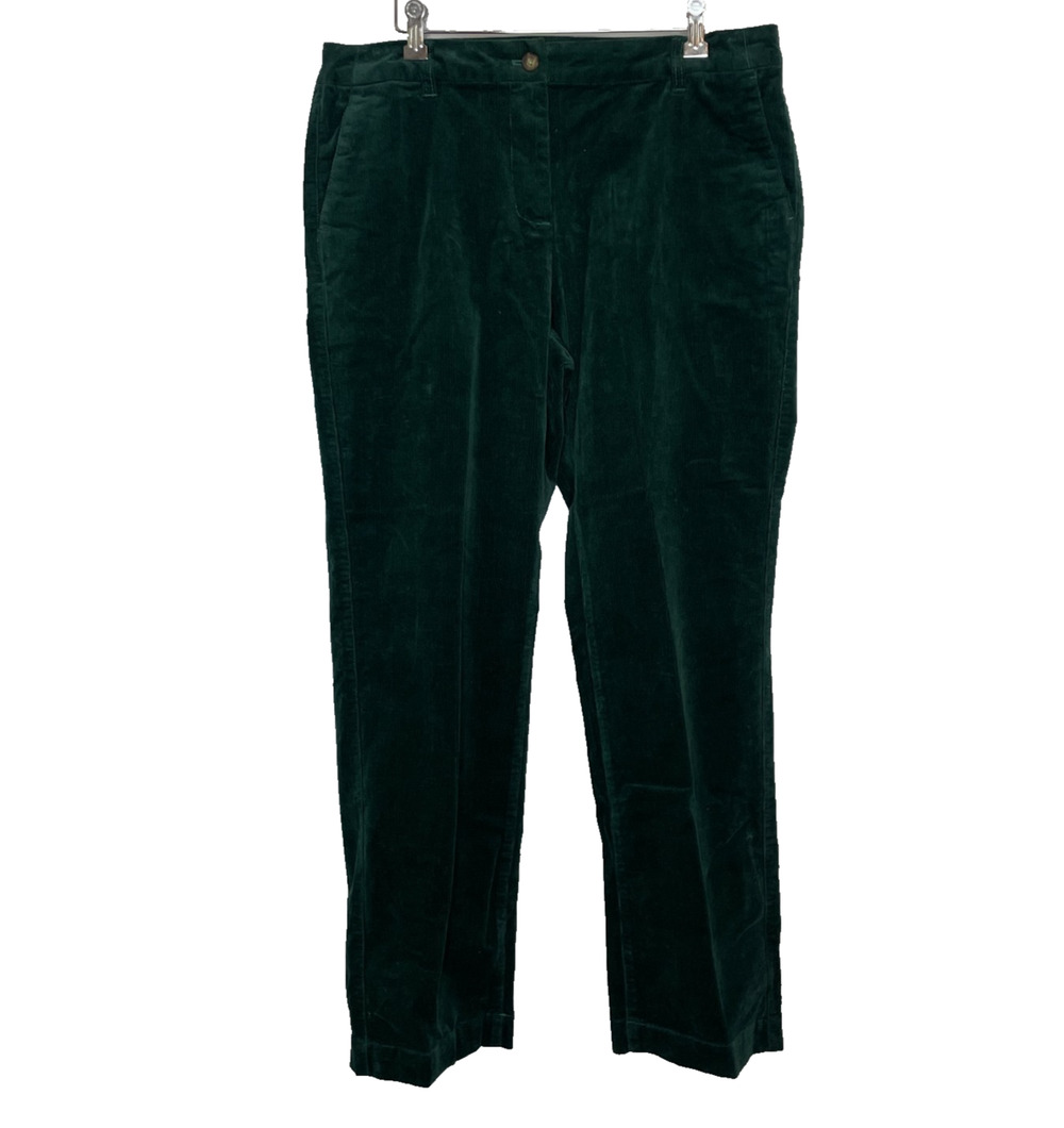 Women's 14 Pendleton Dark Green Corduroy Cotton Blend Straight Leg Pants NWOT